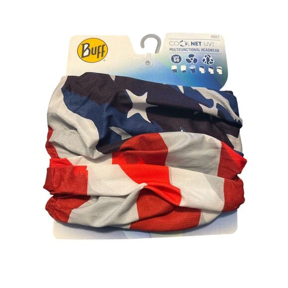 Buff CoolNet UV+ American Flag Headwear Bandana Gaiter Adult New America - Picture 1 of 2